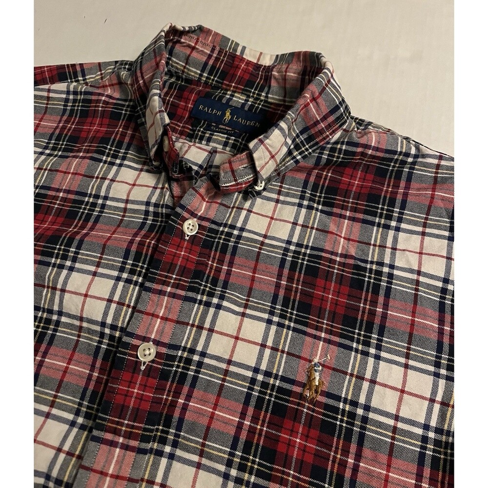 Ralph Lauren Flannel Plaid Long Sleeve Button Classic Fit Shirt MEDIUM Preppy